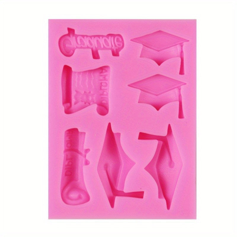 Graduation Themed Silicone Mold 1-Piece 3D Cake Decorating and Candy Making