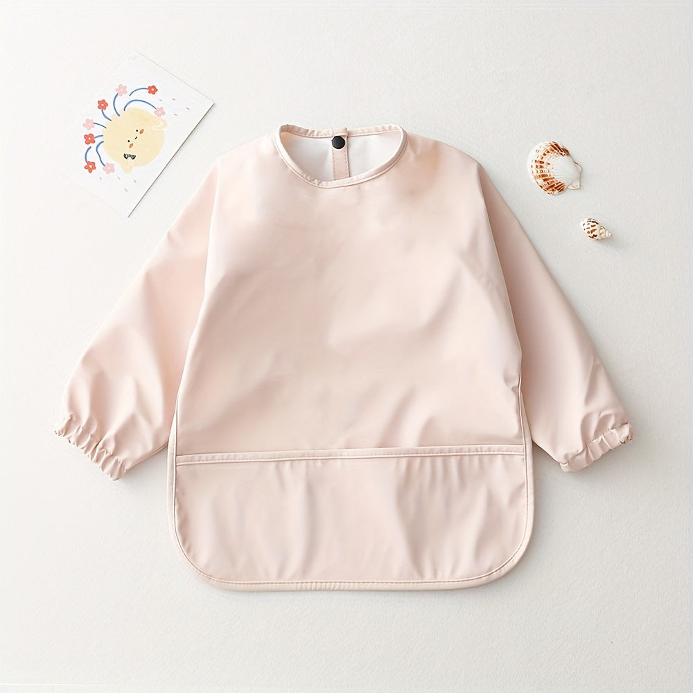 Baby Bib Long-Sleeved PU Smock Waterproof Feeding Bib for Infants and Toddlers