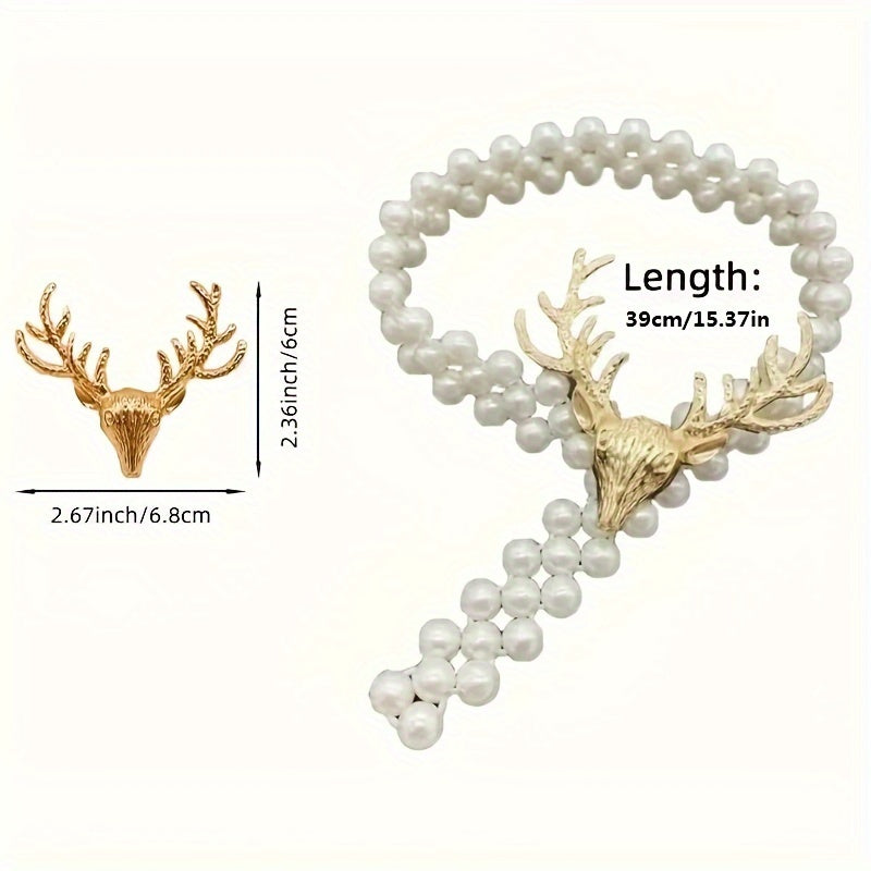 Golden Deer and Pearl Curtain Tiebacks Adjustable Elegant Home Decor