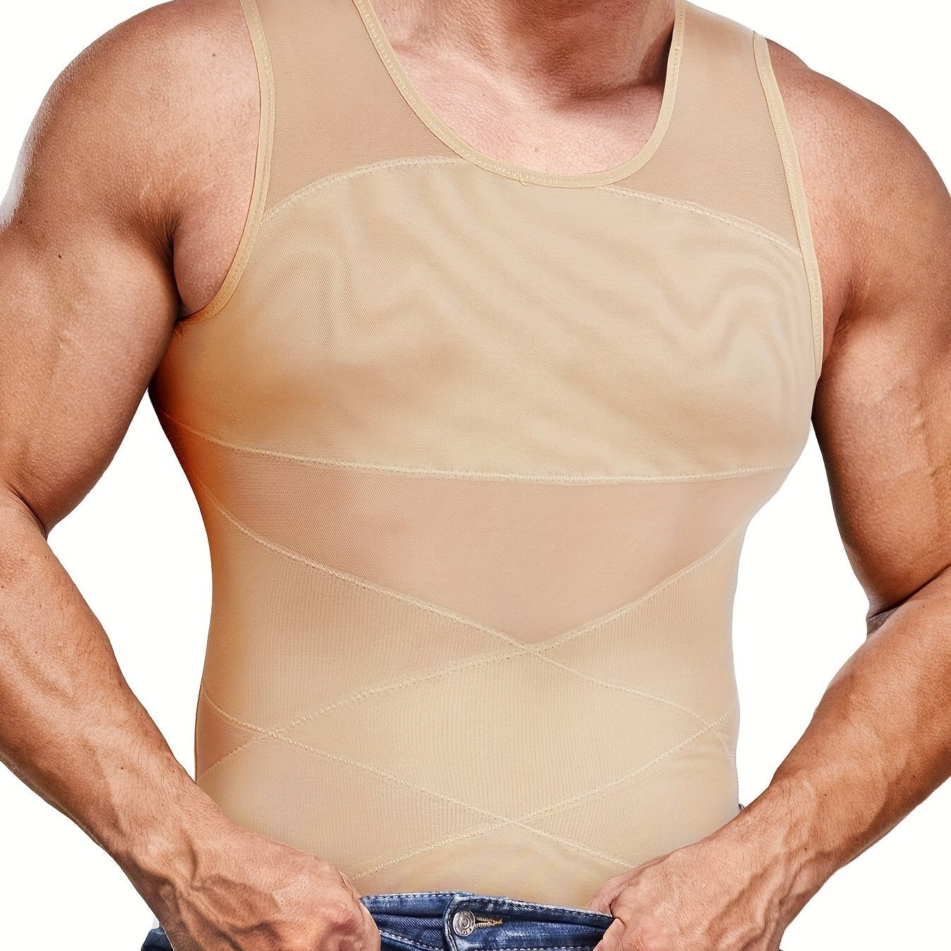 Men's Compression Shirt Slimming Tank Top Body Shaper Sleeveless Crew Neck Solid Color