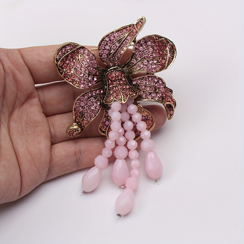 Vintage Style Brooch with Faux Pearl and Rhinestones for Women