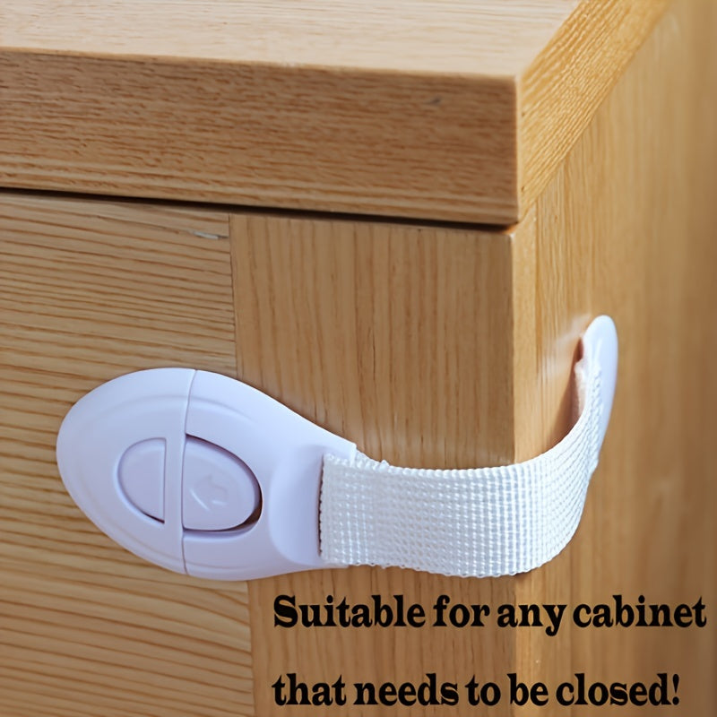 10-Pack White Child Safety Locks for Cabinets Drawers Adjustable Anti-Pinch Latches