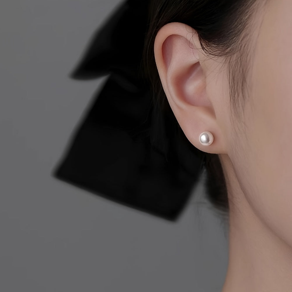 Set of 3 Freshwater Pearl Earrings with White Pink Purple Natural Round Pearls Sterling Silver Ear Needles