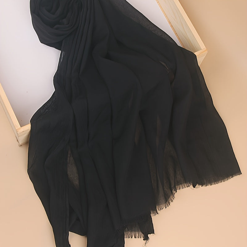 Women's Lightweight Solid Color Scarf Shawl Breathable Soft Polyester Sun Protection