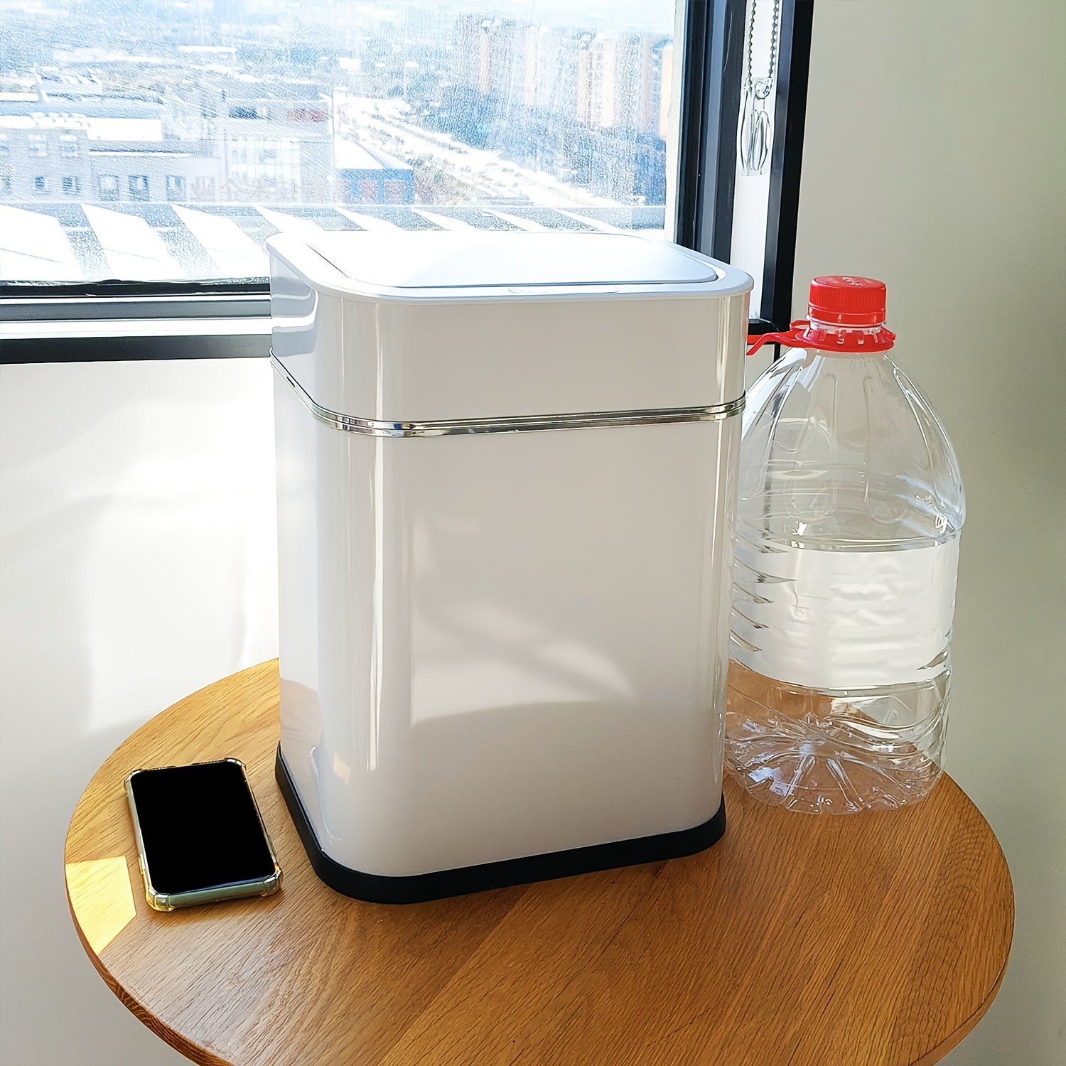 Smart Sensor Trash Can with Large Capacity Stainless Steel Infrared Kick-Activated Odor-Proof Lid