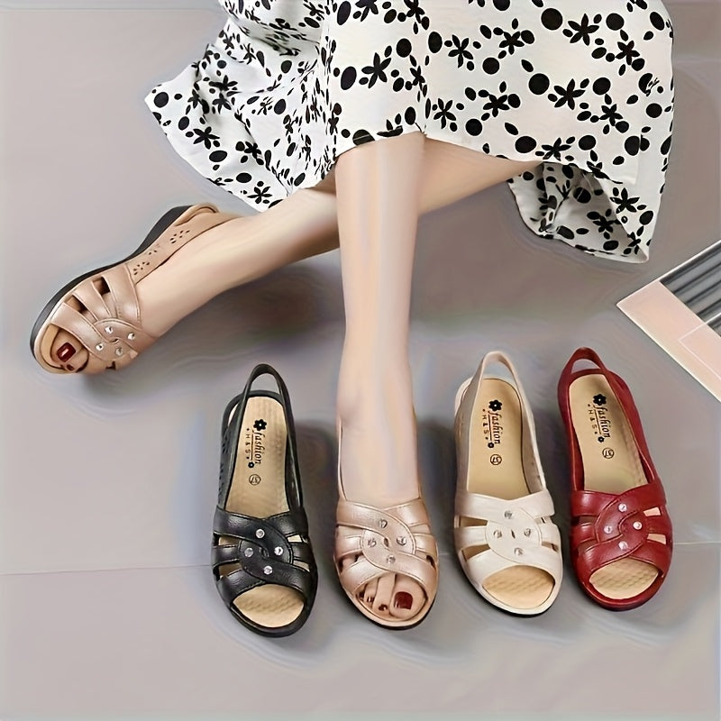 Women's Wedge Sandals Breathable Solid Color Casual Summer Black