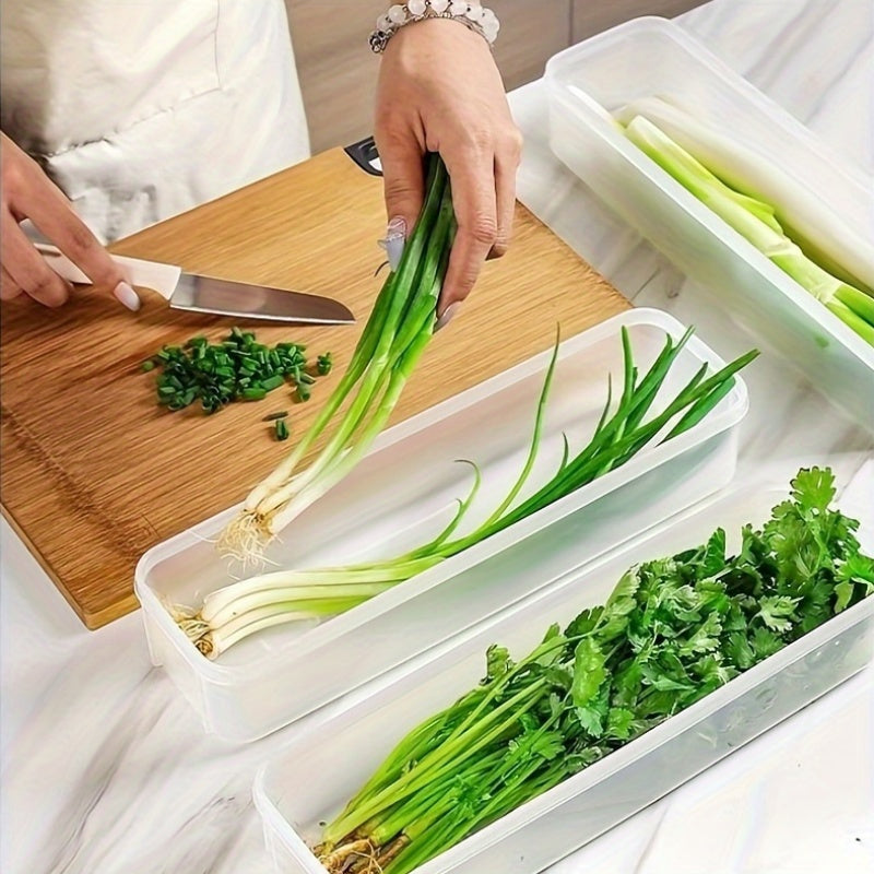 Contenedor de almacenamiento de verduras de plástico reutilizable Square con tapa abatible para hierbas frescas y verduras verdes