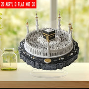 Art Deco Acrylic Crystal Kabah Model with Golden Dome Mecca Replica for Office Home Display