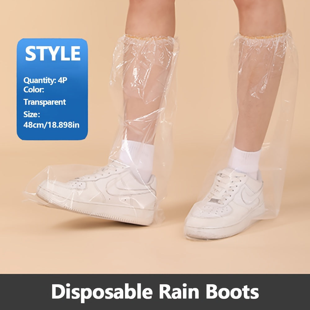 4Pcs Disposable Rain Boot Covers Waterproof Slip-Resistant Shoe Protectors