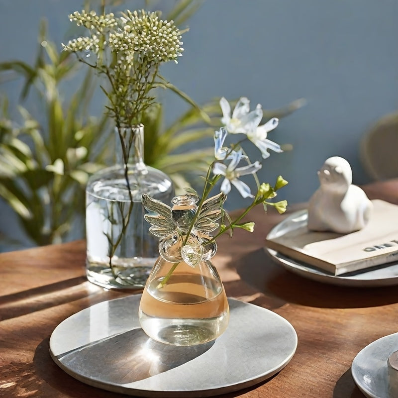 Glass Vase Artistic Angel 5.5cm for Living Room Dining Office Flower Arrangement