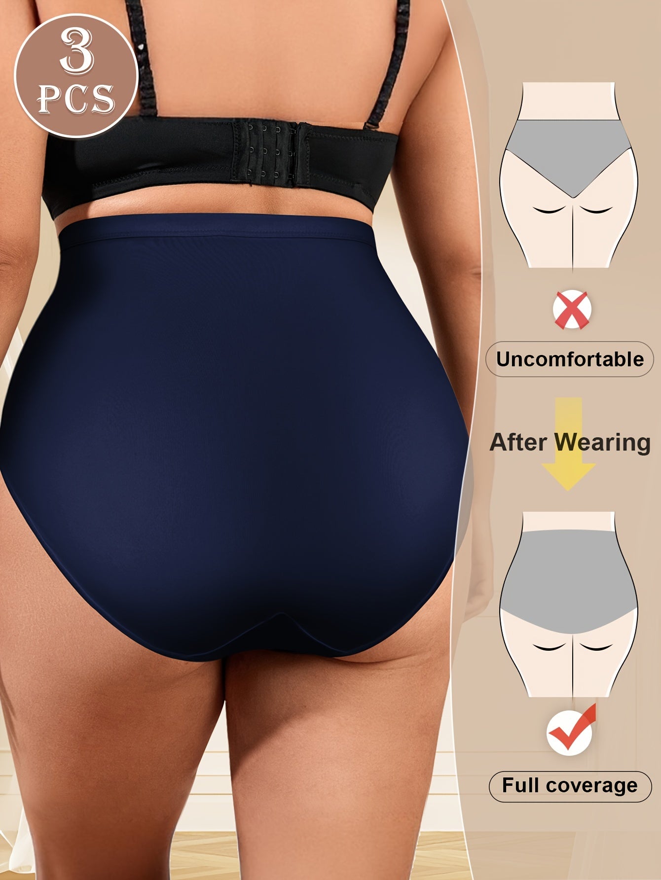 3 dona MEIYATING Yuqori Belni Shakllantiruvchi Ichki Kiymlar Ayollar uchun qora, binafsha va dengiz ranglarida. Qorin nazorati, qulaylik va teriga do'st polyester aralashmasi bilan ajralib turadi. Kuz va qish uchun ideal.