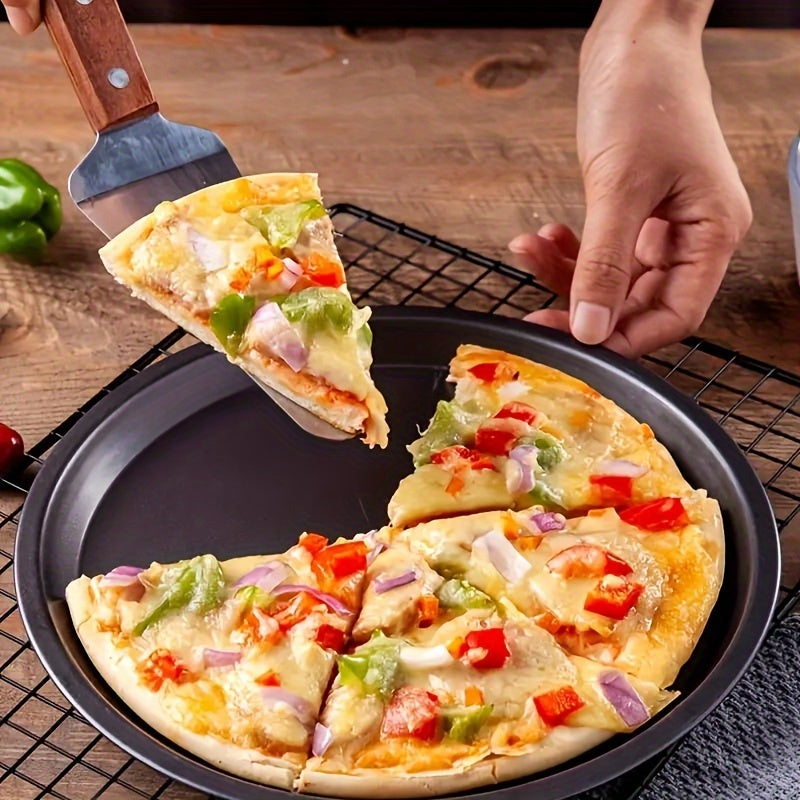 Set of Two Carbon Steel Non-Stick Pizza Pans for Baking Pies and Pizzas