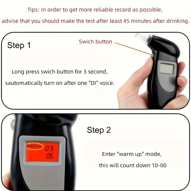 Portable Digital Breathalyzer for Personal and Vehicle Use Battery Powered Alcohol Tester