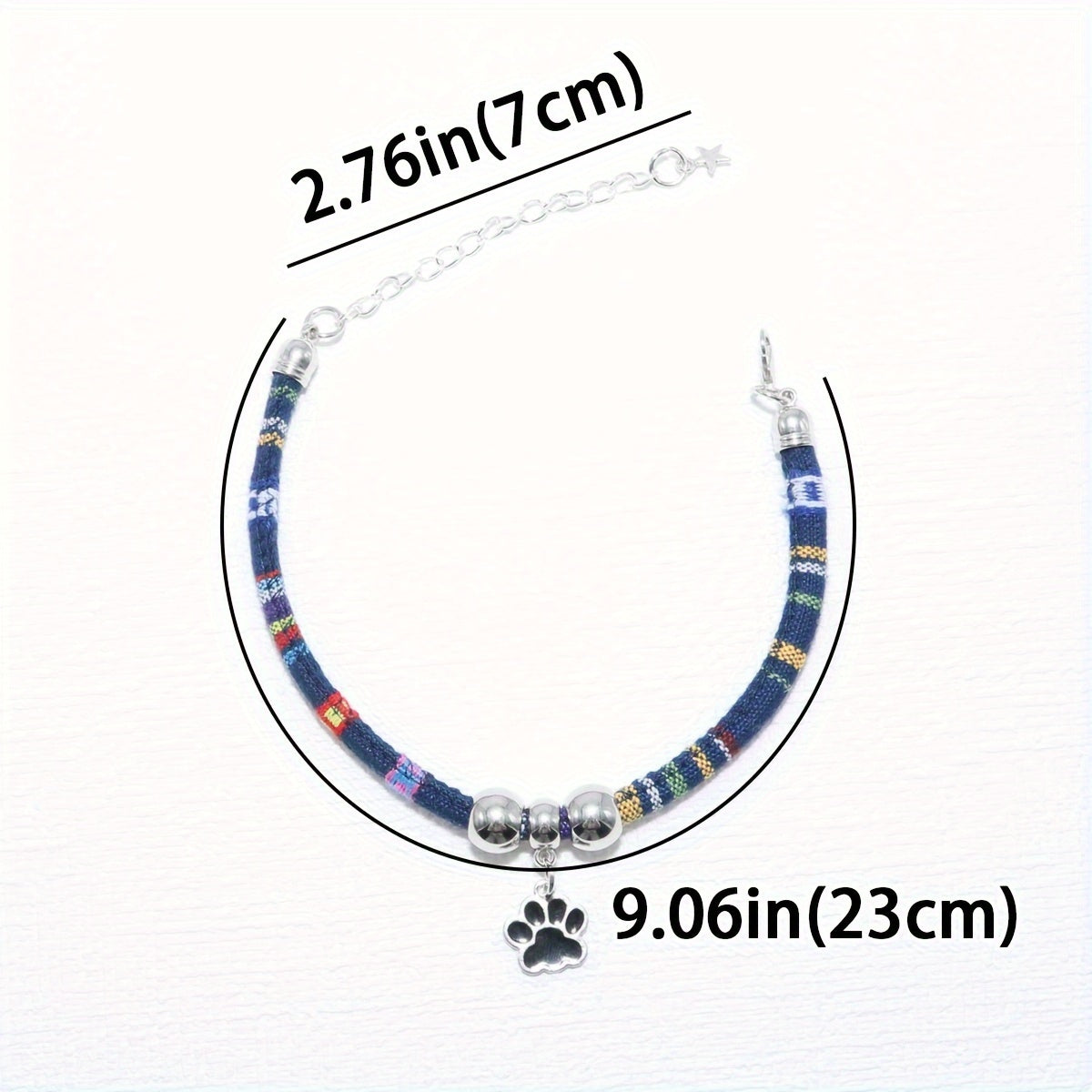 Rang-barang paw print pendanti bilan sozlanadigan nylon uy hayvonlari uchun kamar, mushuklar va kichik itlar uchun