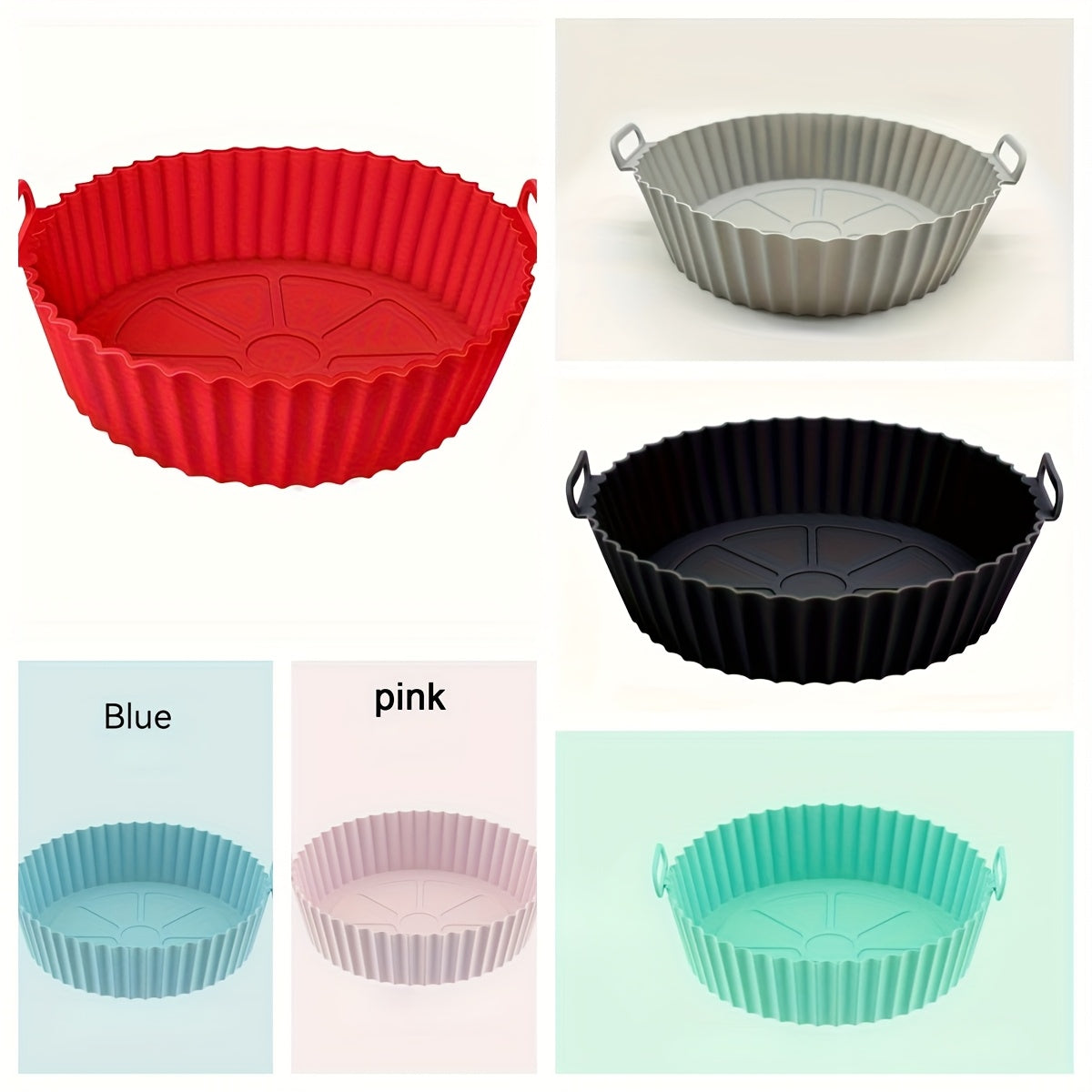 Silicone Air Fryer Mat Collapsible Reusable 8-Inch 3D Round Kitchen Baking Tool
