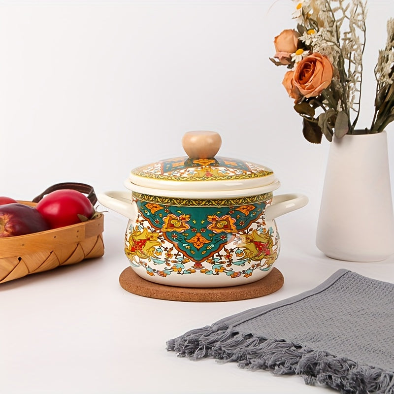 Enamel Pot with Cartoon Design for Cooking and Serving, Kitchen Essential