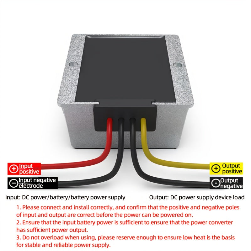 100W DC Step-Down Power Converter 12-48V to 5V 20A with Alligator Clips