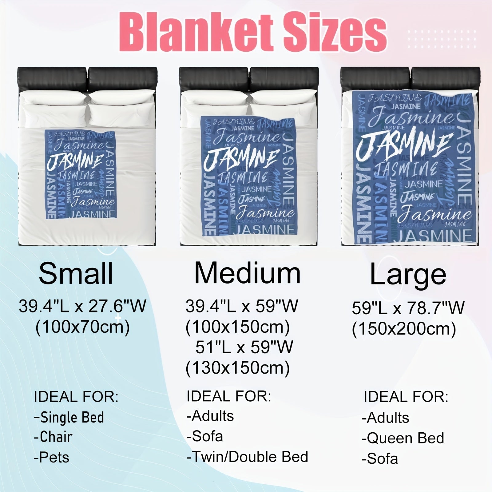 Personalized Soft Flannel Blanket Custom Name All-Season Throw for Office Chair Picnic Travel