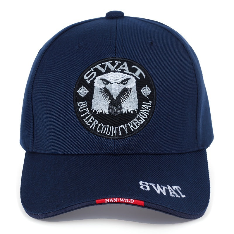 Men's Embroidered Baseball Cap with Eagle Design Adjustable Outdoor Hat for Spring and Autumn