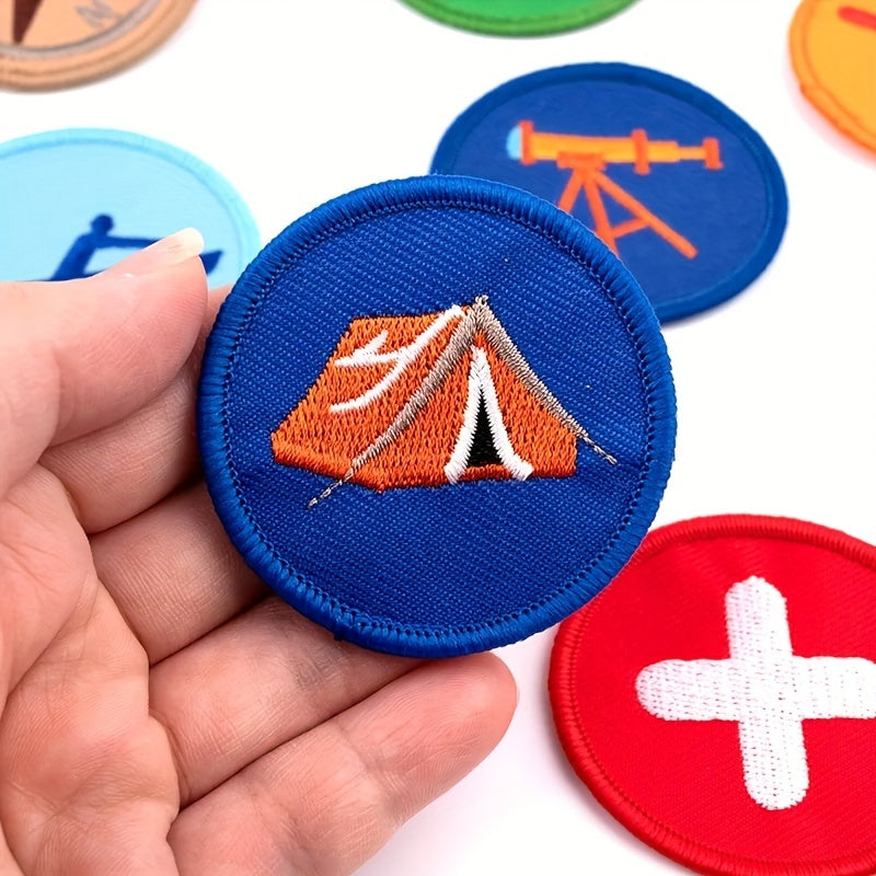 Set of 15 Vibrant Cartoon Badge Patches for Boys Scout Uniforms Embroidered Iron-On or Sew-On
