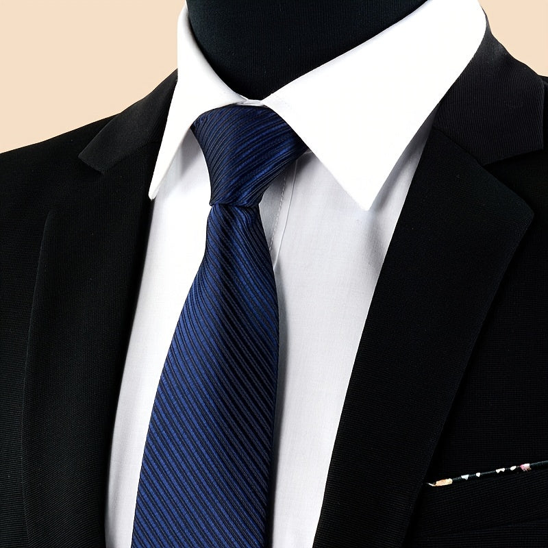 Erkaklar uchun toʻliq rangli chiziqli galstuk, toʻy, ishbilarmonlik, kundalik sovgʻa