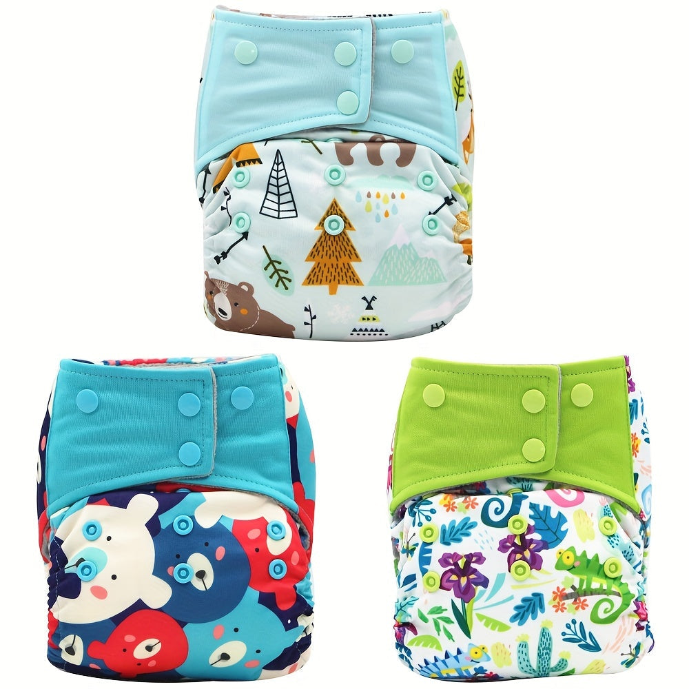 3-Piece Reusable Cloth Diaper Set for Infants 0-2 Years Adjustable Washable