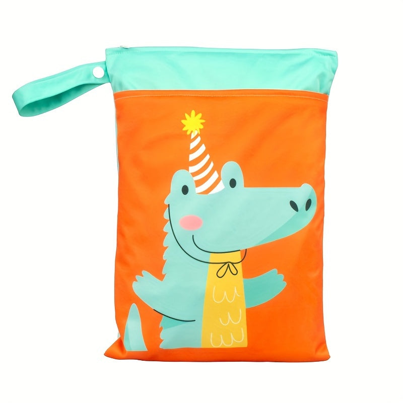 Водонепроницаемая сумка для влажных вещей с принтом животных, washable сумка для подгузников, сумка для мамы с двумя молниями, многофункциональная дорожная и пляжная сумка, органайзер для хранения косметики