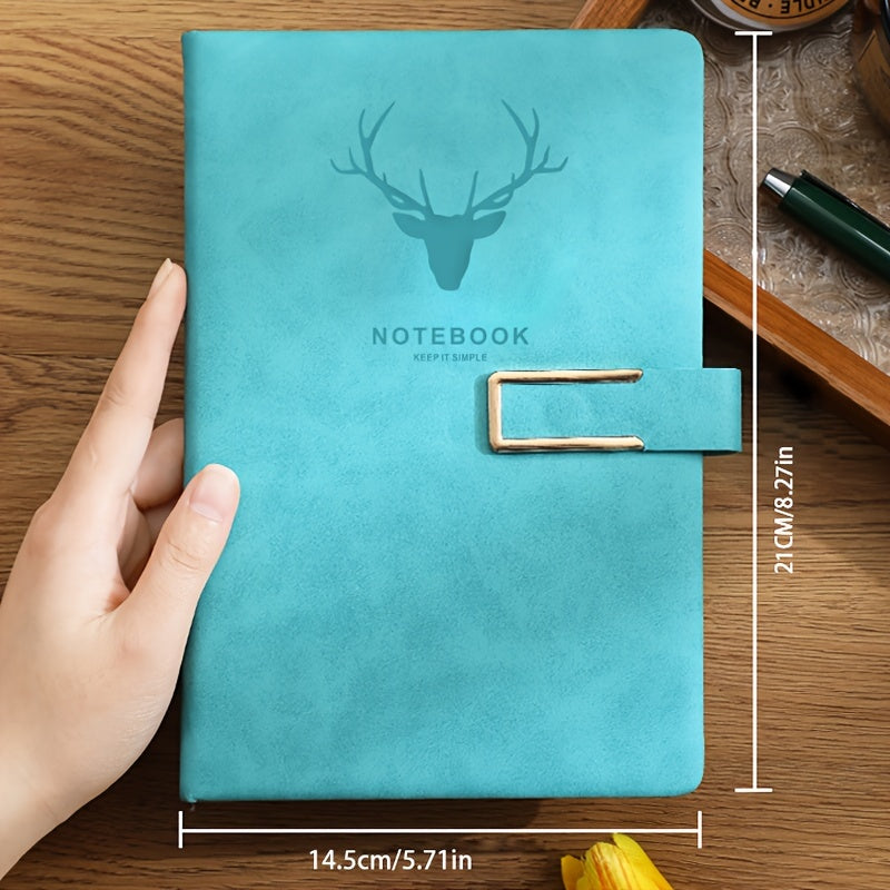U-Shaped Buckle Notebook with Pen Holder Soft Cover Magnetic Closure for Business Home School