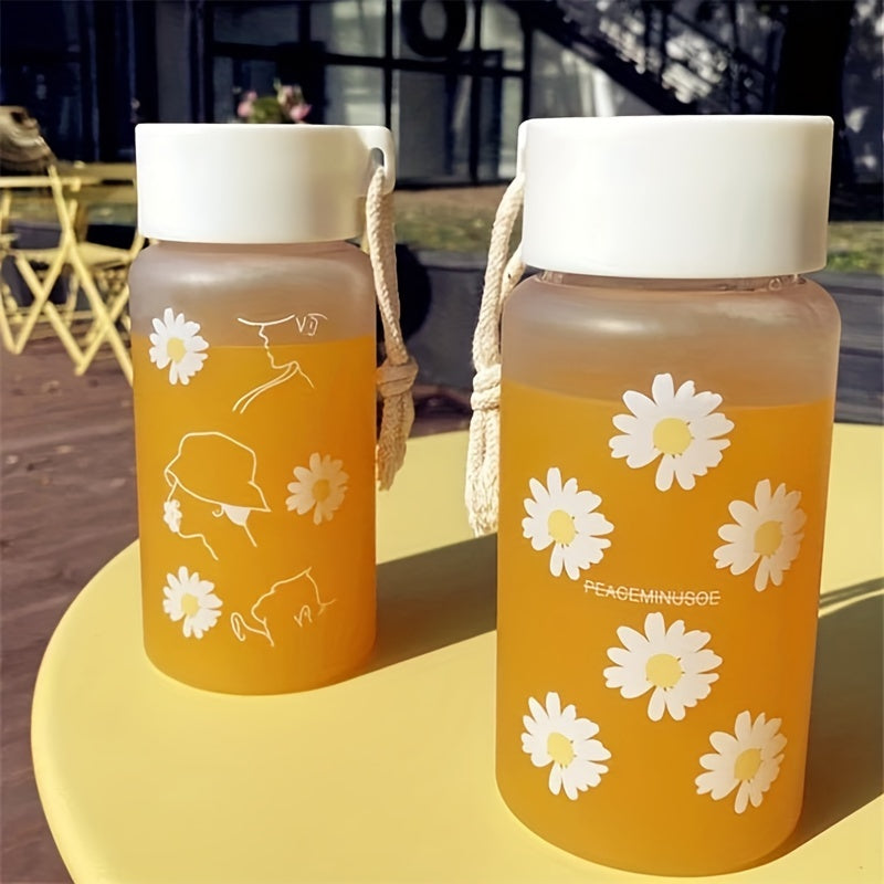 Cute Daisy Flower Water Bottle Plastic Cup for Travel and Gifts