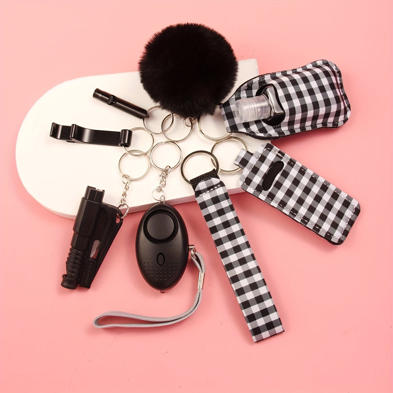 Set of 8 Survival Tools Including Personal Alarm Mini Window Breaker and Whistle in Durable Zinc Alloy