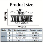 Personalized Black Metal Family Name Door Sign for Home Decor