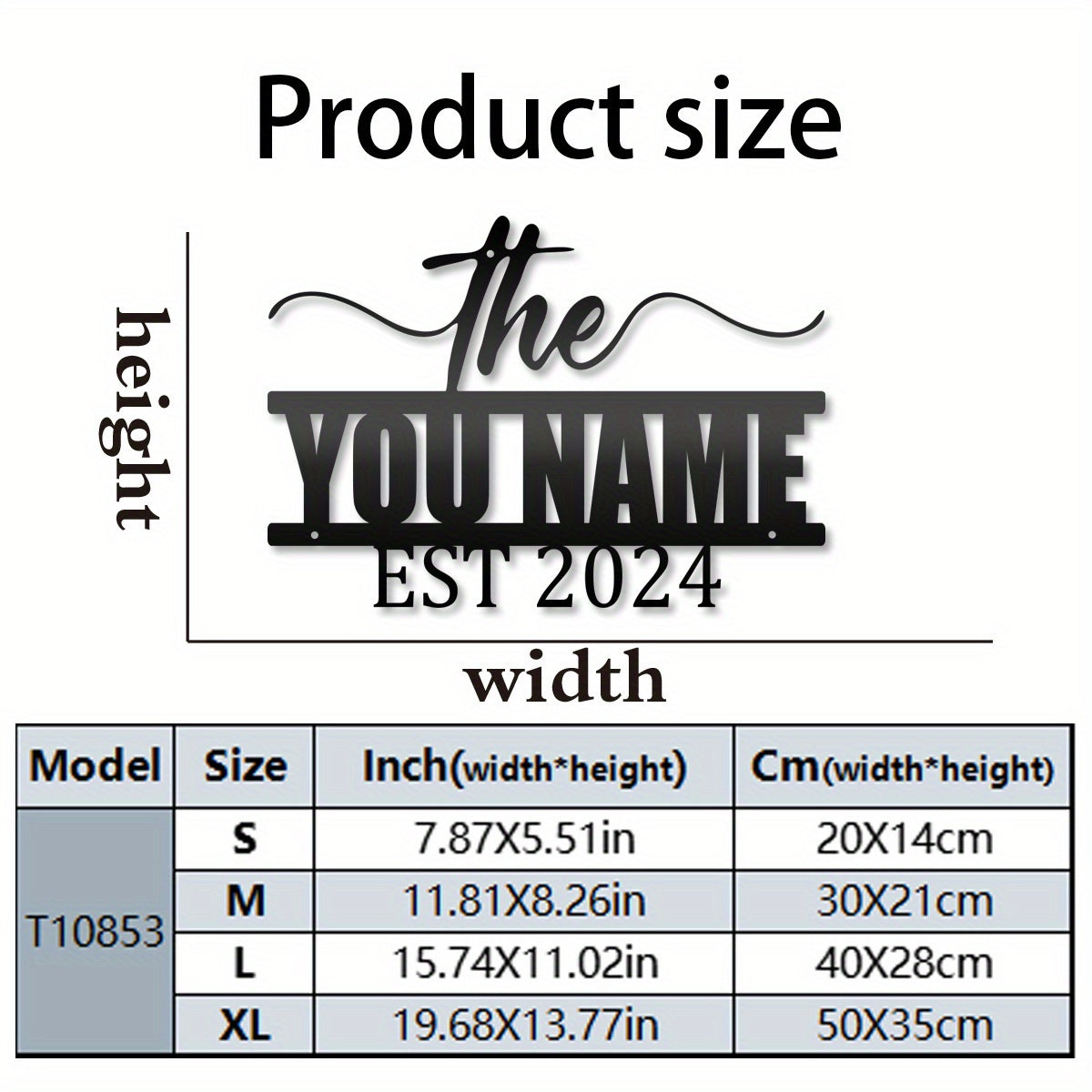 Personalized Black Metal Family Name Door Sign for Home Decor