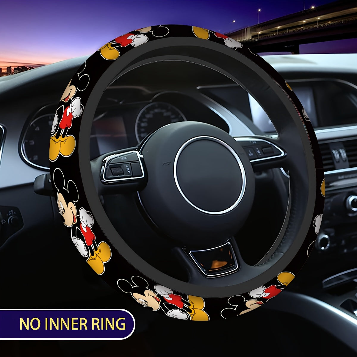 Universal Polyester Fiber Steering Wheel Cover Non-Slip Easy Install