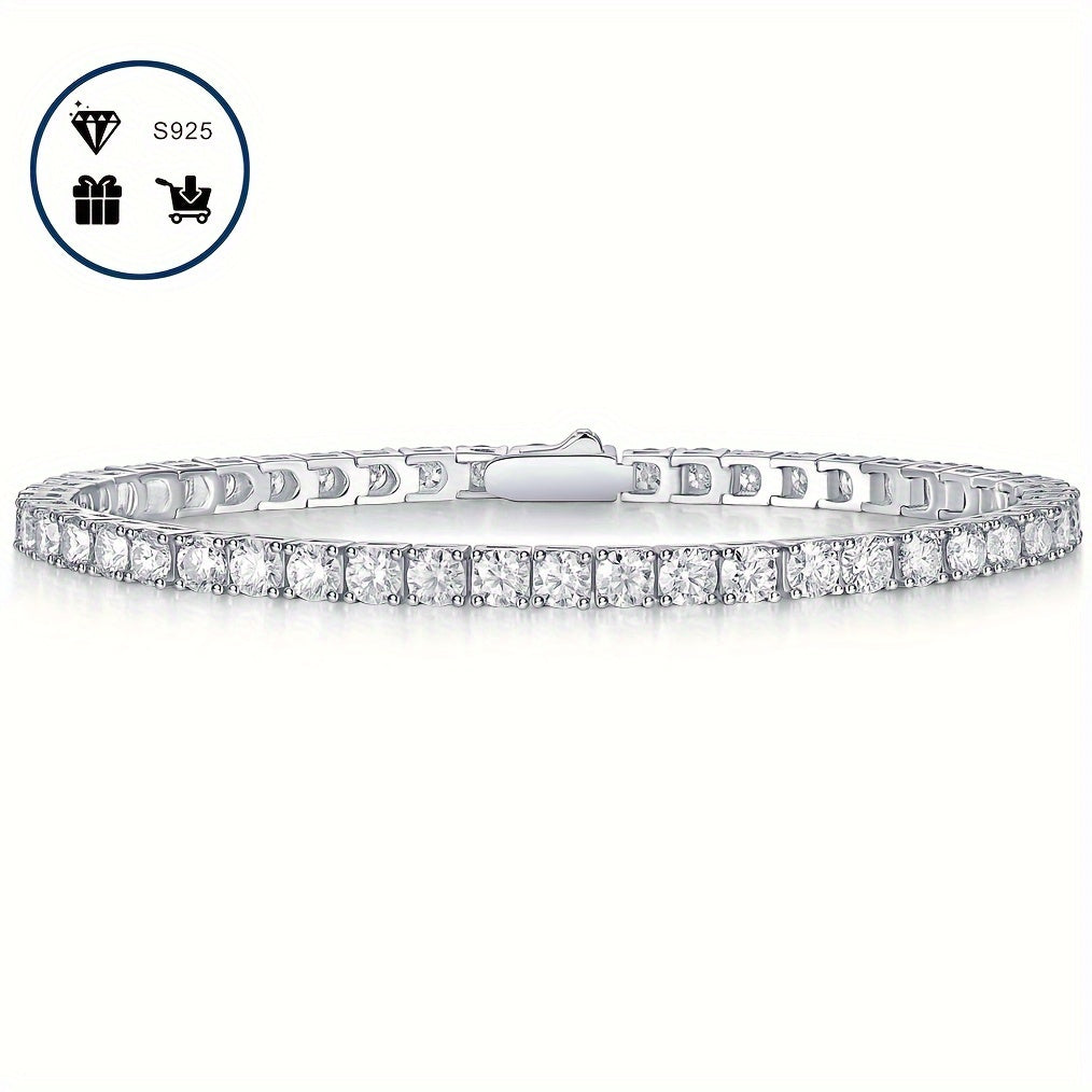 Moissanite Bracelet 4.7-17ct S925 Silver with 18K Platinum Plating Engagement Wedding Gift