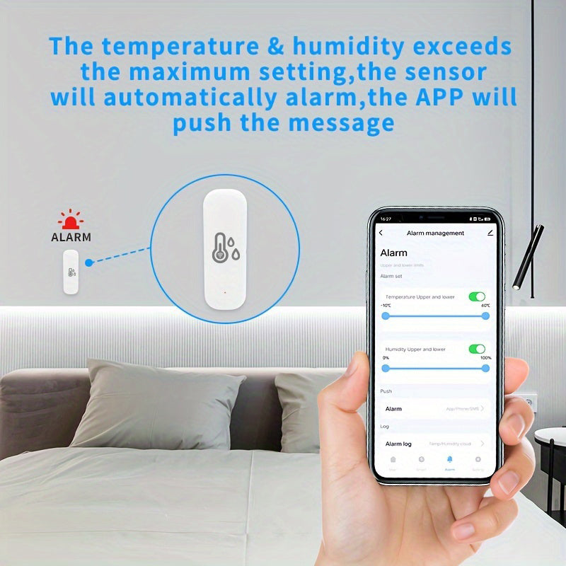 Wi-Fi Smart Temperature and Humidity Sensor for Home Automation Battery Powered Compatible with Alexa and Google Assistant