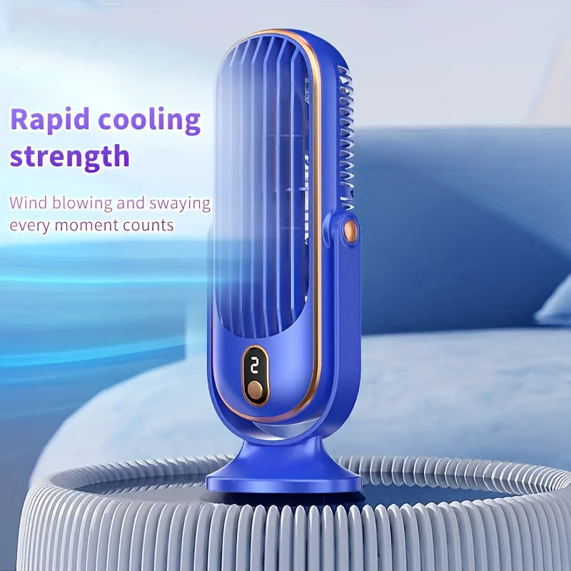 Portable Desktop Mini Fan with 5-Speed Settings Bladeless USB Powered Low Noise Digital Display Office Dorm Cooler