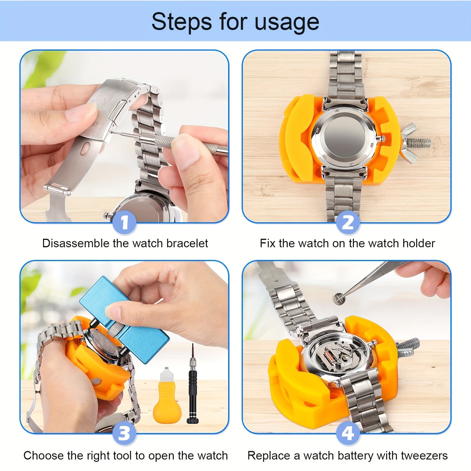 Watch Repair Kit with Screwdriver, Wrench, Case Opener and Tools for Watch Repair