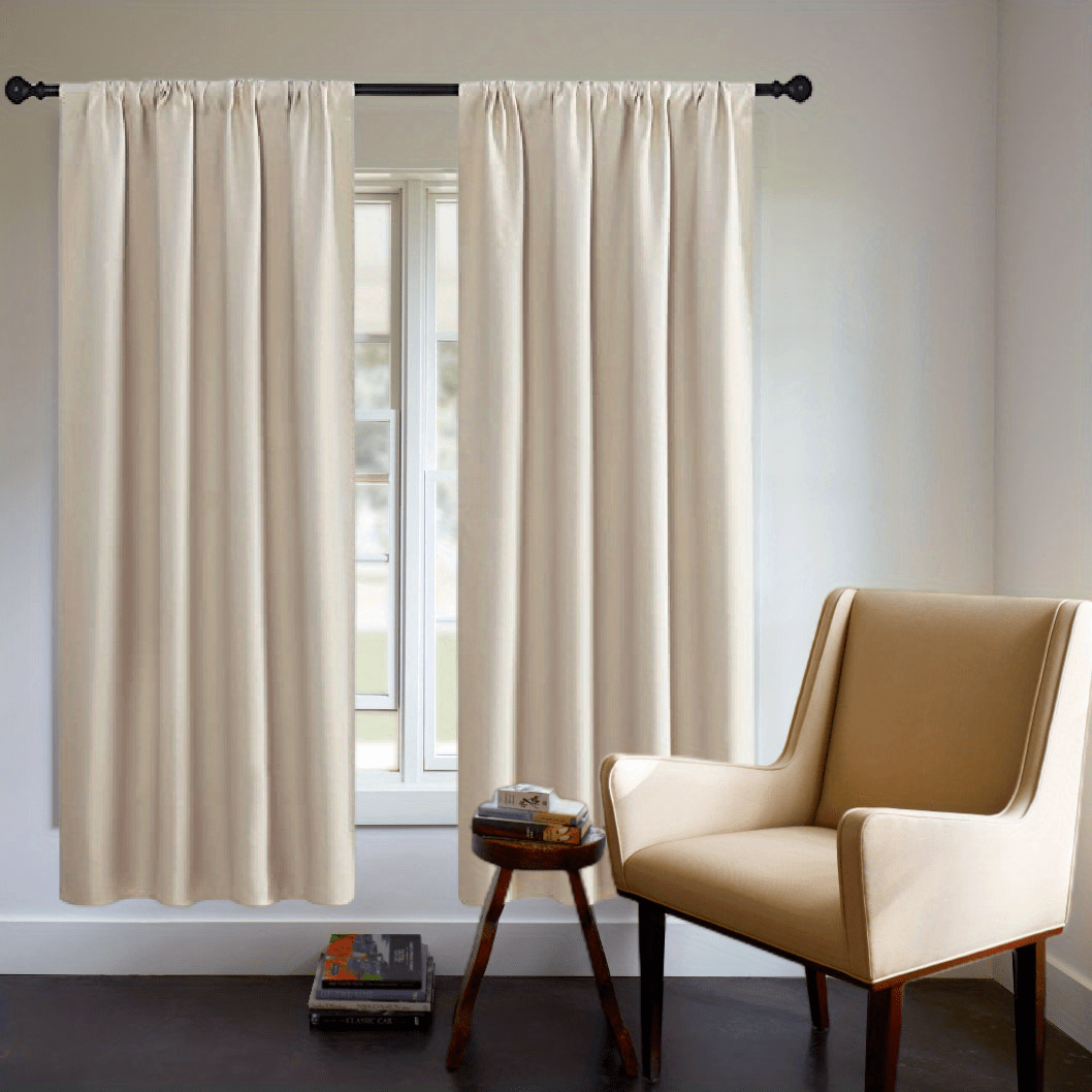 Blackout Curtain Panel Thick Rod Pocket Light Blocking Insulation Bedroom 200g