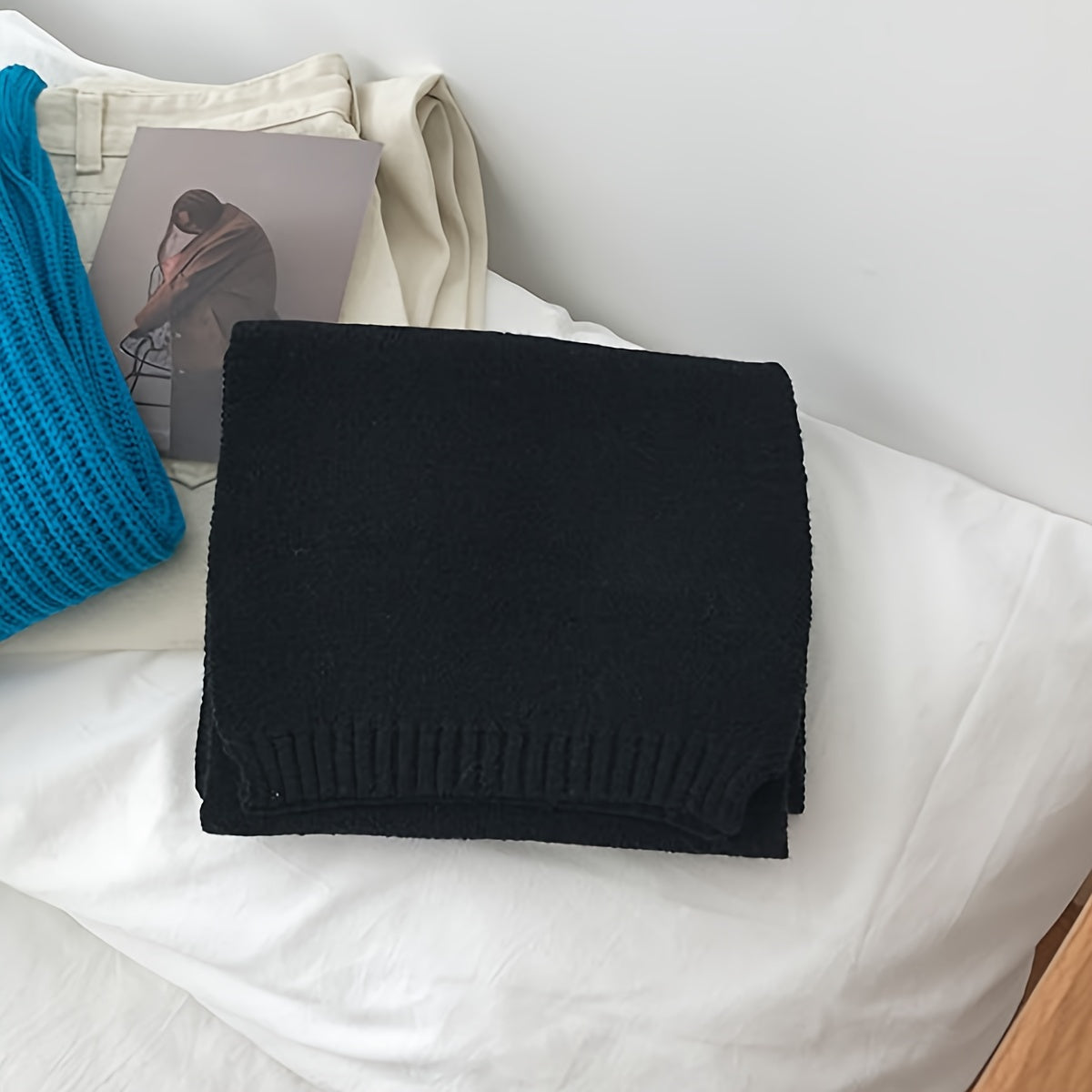 Solid Color Thick Knit Scarf for Fall Winter Warmth and Style