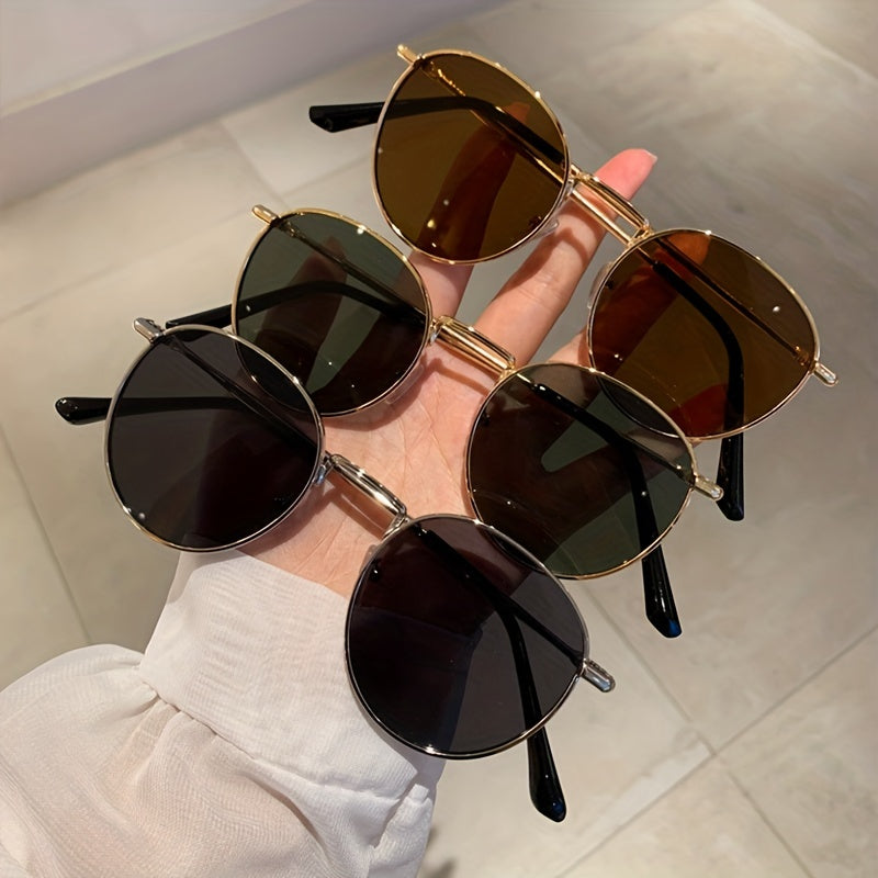 Vintage uslubdagi dumaloq metall quyoshdan himoyalovchi ko‘zoynaklar erkaklar va ayollar uchun haydash, plyaj, yozgi sayohat