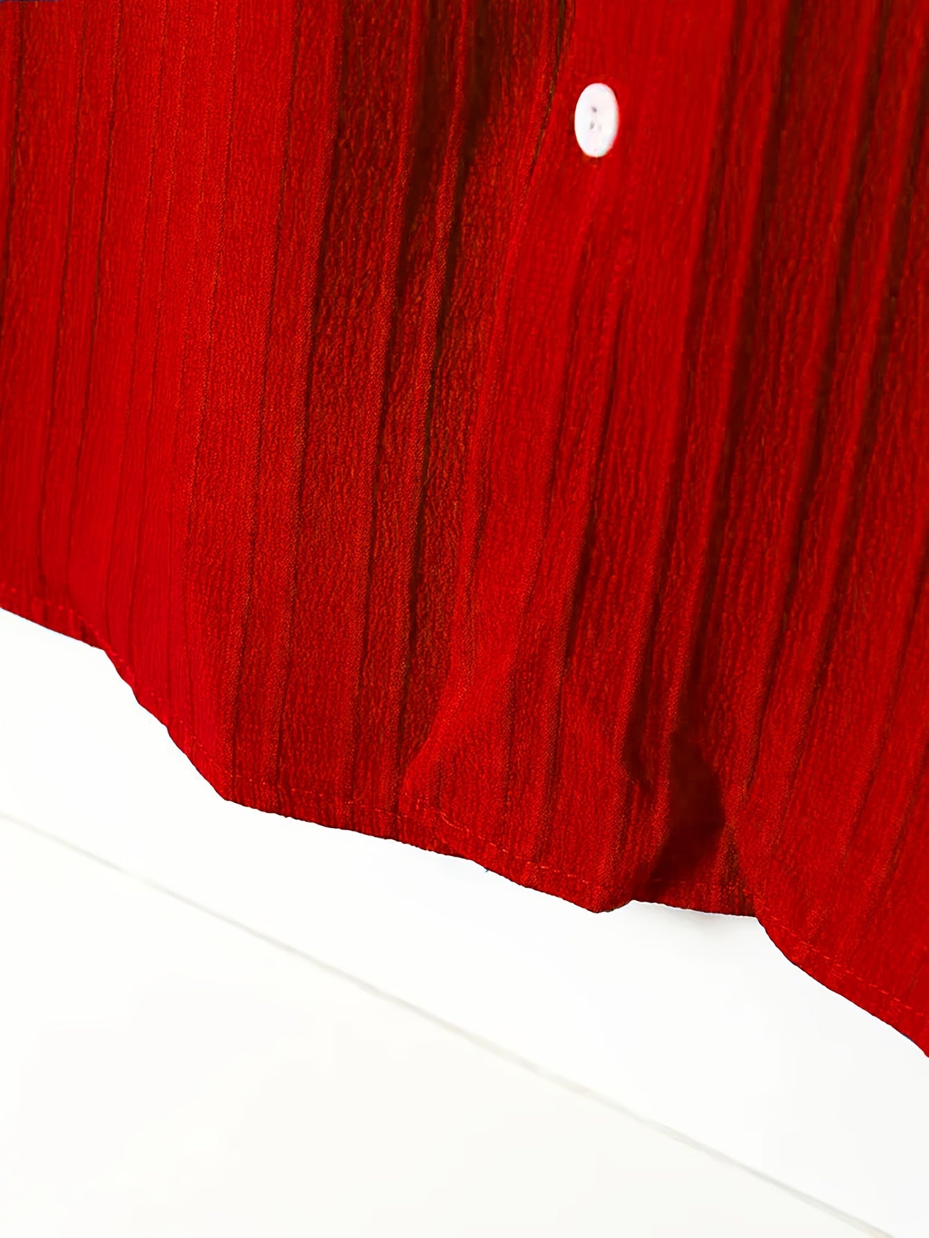 Men's Plus Size Blue Button-Up Shirt Casual Summer Lightweight Polyester Ribbed Texture