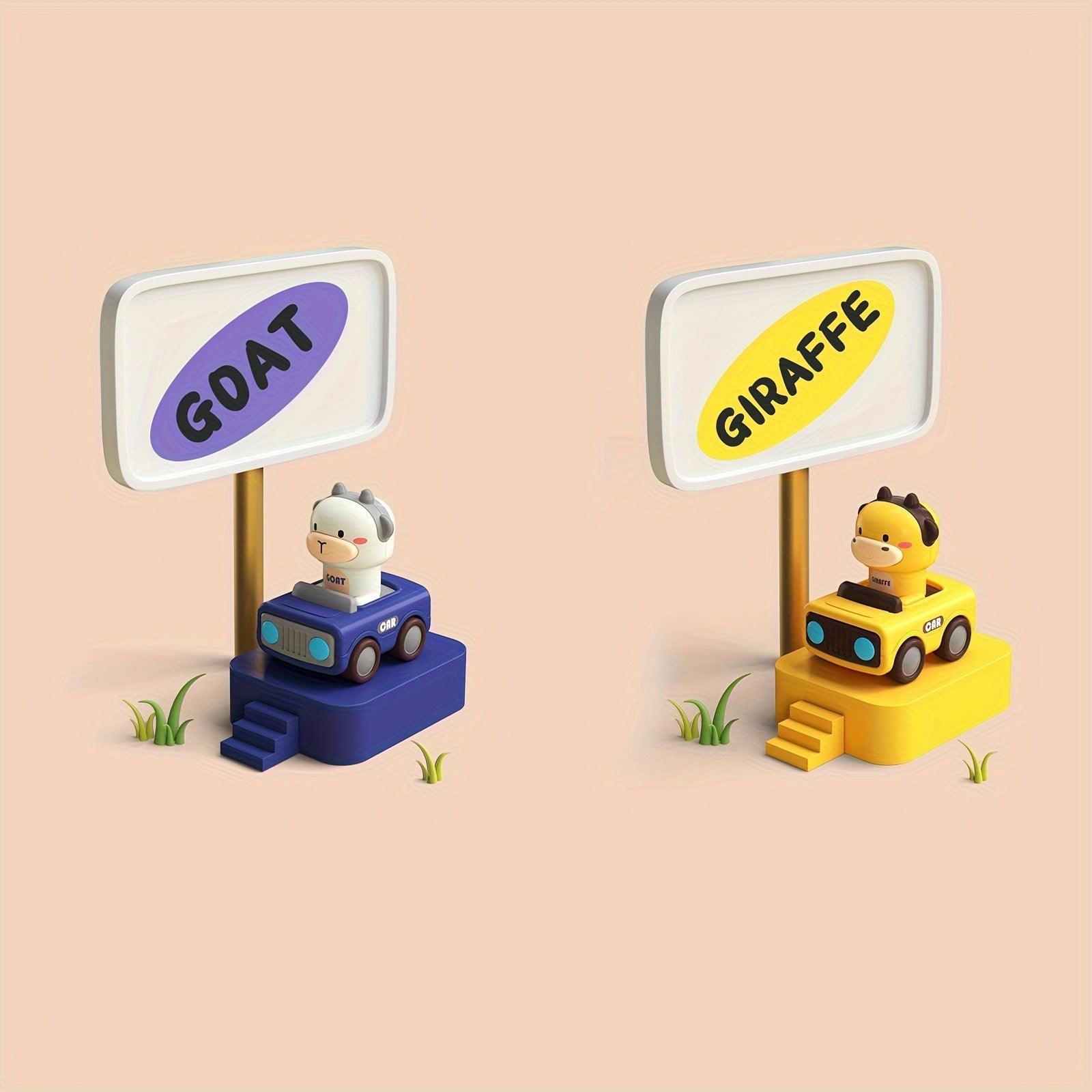 Детские пресс и зум-автомобили для гонок животных для малышей, прочный ABS, без батареек, 1-3 года