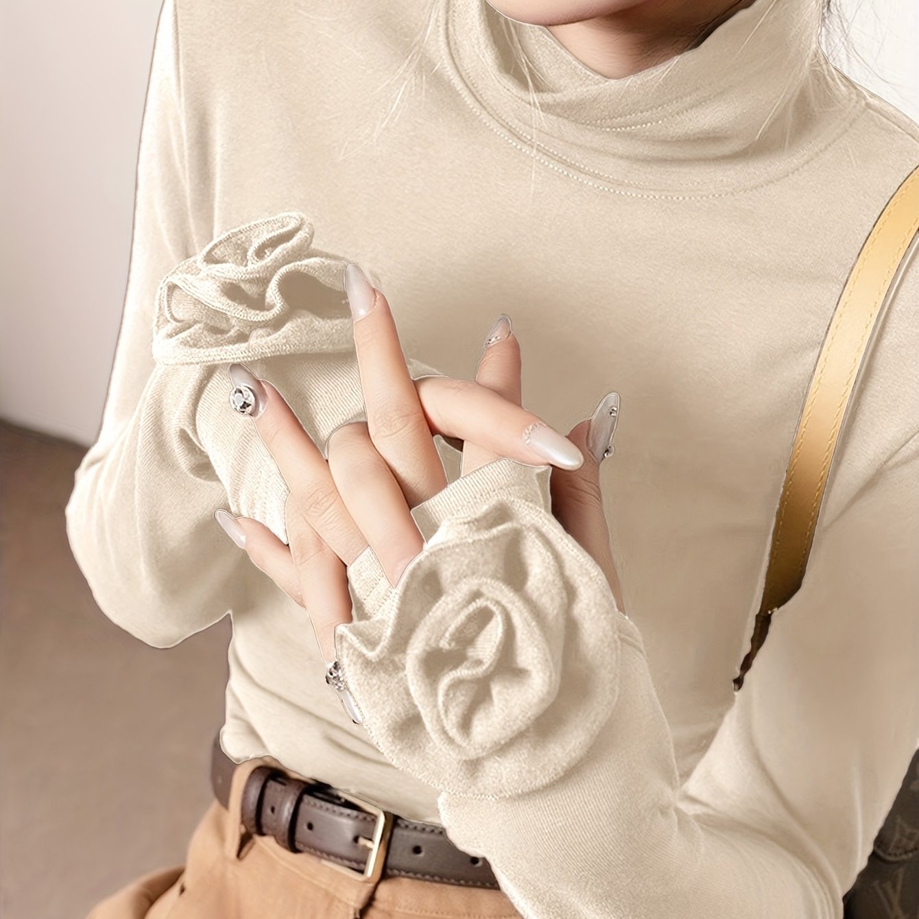 Women's Floral 3D Long Sleeve T-Shirt Solid Color Spring Fall Fashion