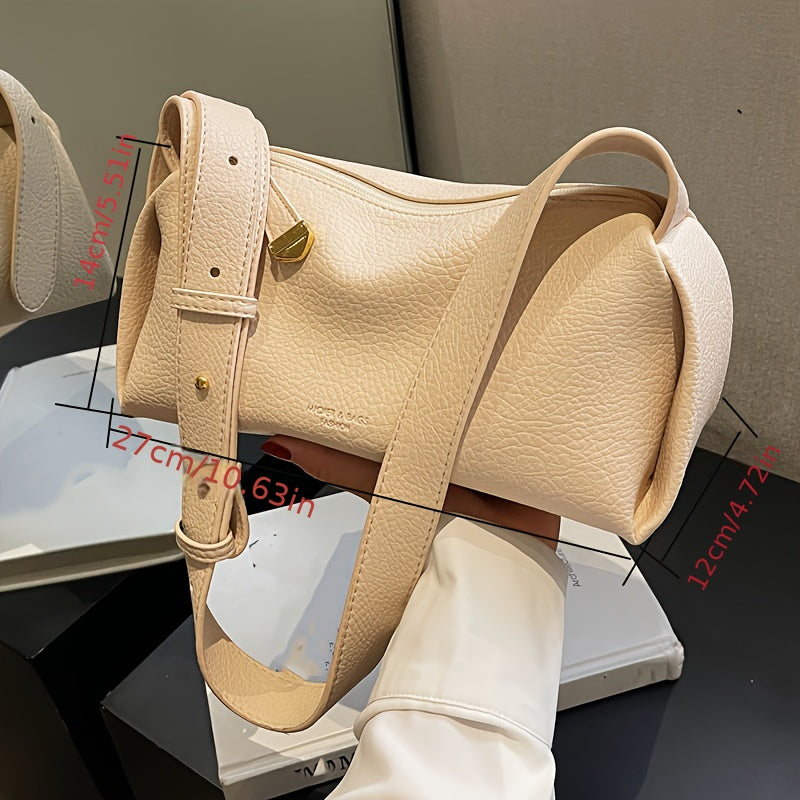 Bolso bandolera de cuero PU para mujer con cierre de cremallera en negro, blanco y café