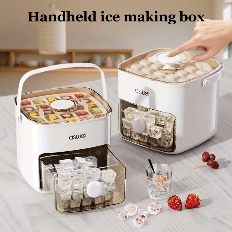 Portable Square Ice Maker with Large Capacity, Quiet Operation, Makes 50g Ice Per Minute