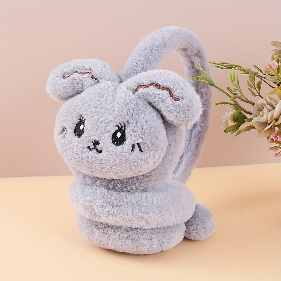 Winter Cartoon Rabbit Plush Ear Covers for Students Warm Cold Weather