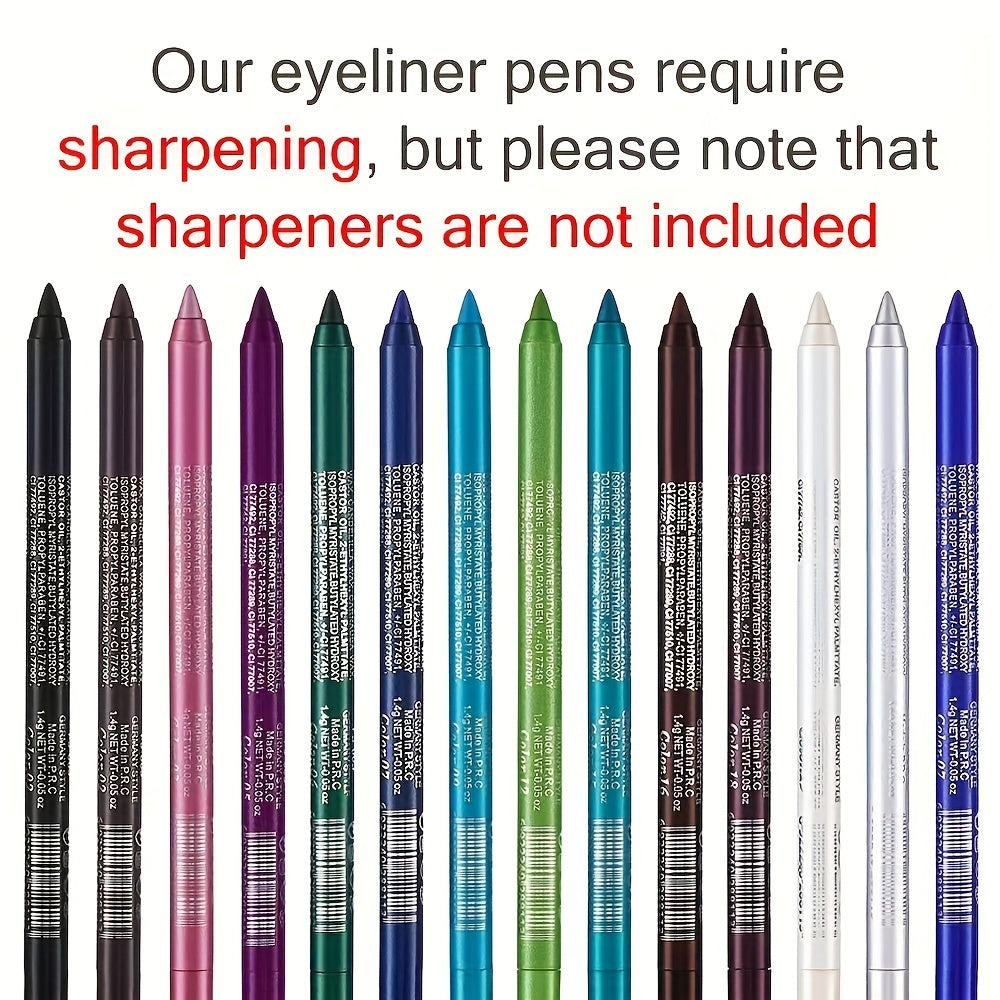 12-Piece Waterproof Eyeliner Set with Shimmering Effects, Eyeshadow and Highlighter