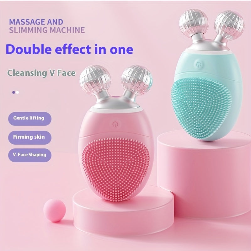 Electric Facial Massager for Home Travel Office Soft Silicone Bristles Rechargeable Battery