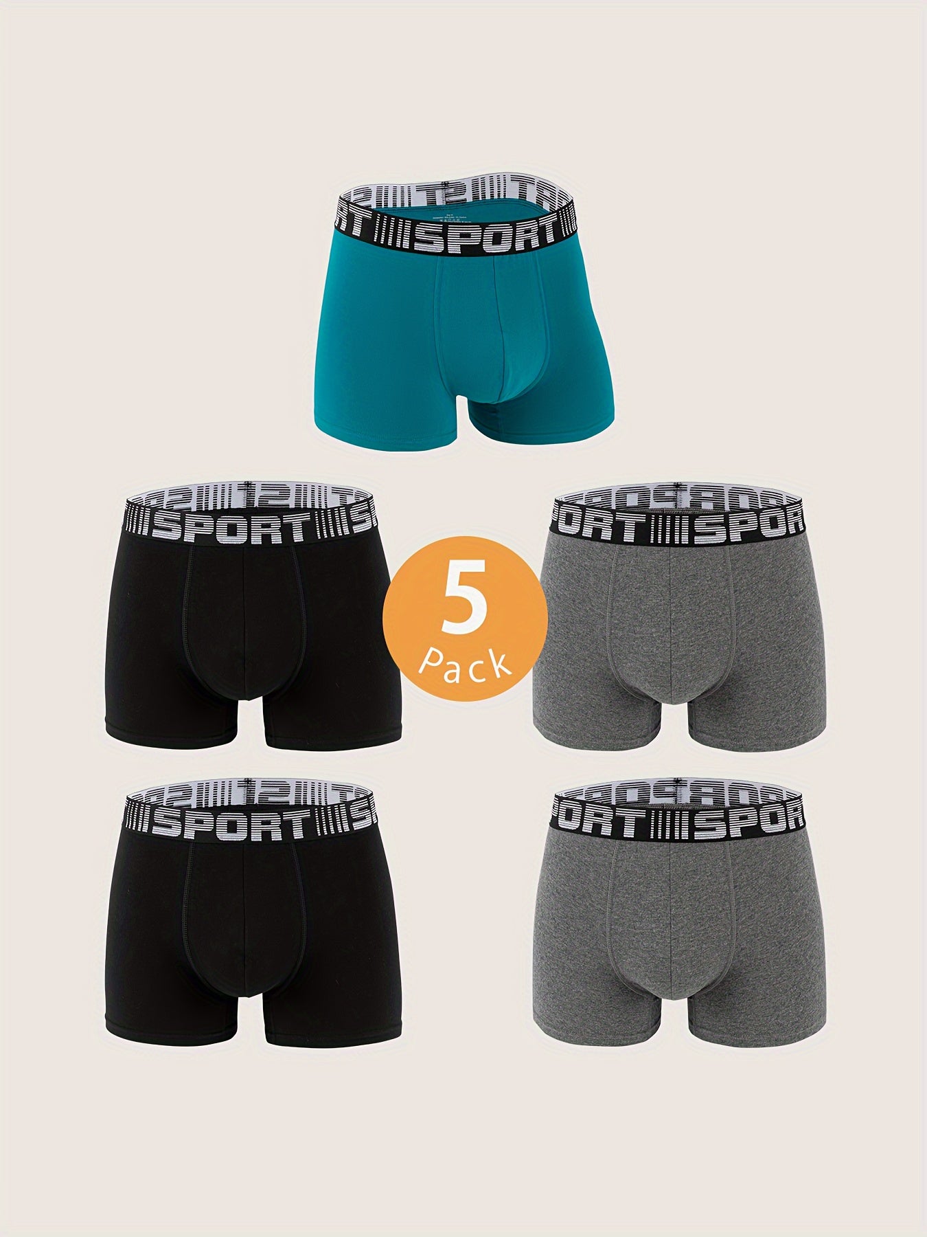 Men's Cotton Boxer Shorts Pack of 5 or 10 Solid Color Casual Medium Stretch
