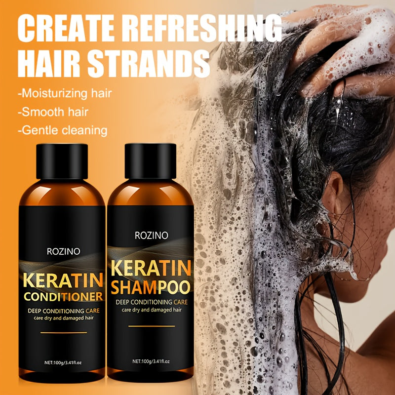 Unisex Dry Hair Keratin Shampoo and Conditioner Set Glycerin Enriched Hydrating Silky Finish